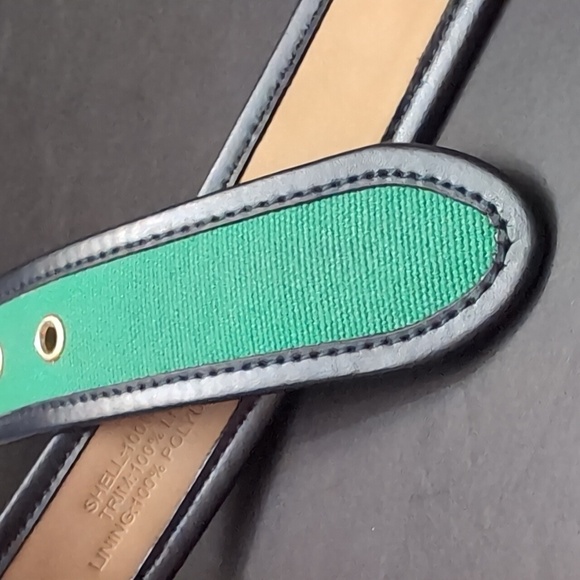 Talbots Women's Green/Blue Leather/Canvas Belt,Size L. - Picture 12 of 12